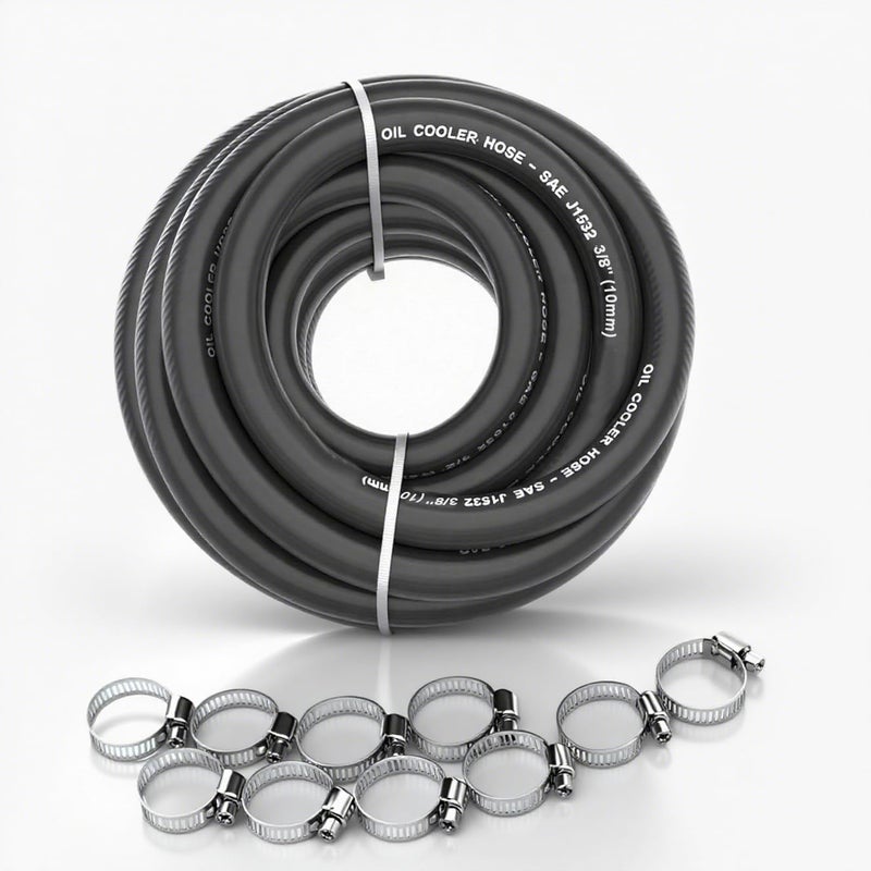 CHOIMOON 3/8 Fuel Line Hose J1532 Transmission Oil Cooler Hose 300PSI Push Lock with Clamps 20FT - Image 1